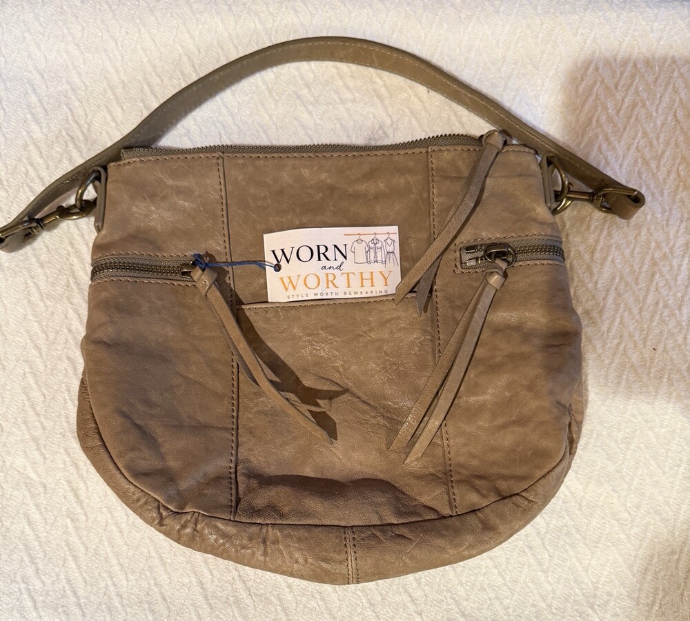 Lucky Brand Brown Distressed Hobo Shoulder Bag Tassel Zip Pockets Boho Western